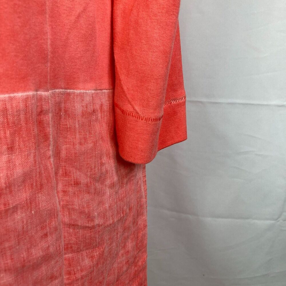 Sandwich Dress Womens Sz 38 M Coral Orange Linen Shift Laced Collar Long Sleeve - Picture 6 of 14